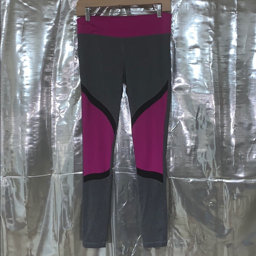 Women’s Grey, Fuchsia, and Mesh Workout Pants